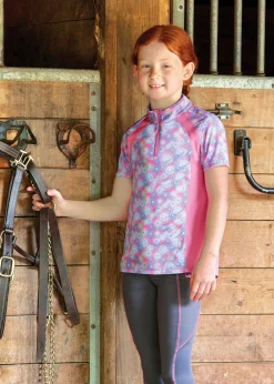 Riding Sport™ Kids’ Airflow Quarter-Zip Print Short Sleeve Shirt
