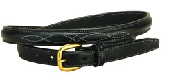 Tory Leather 3/4" Fancy-Stitched Belt with Brass Buckle