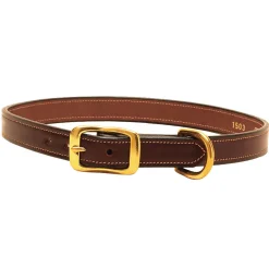 Tory Leather Saddle-Stitched Leather Dog Collar